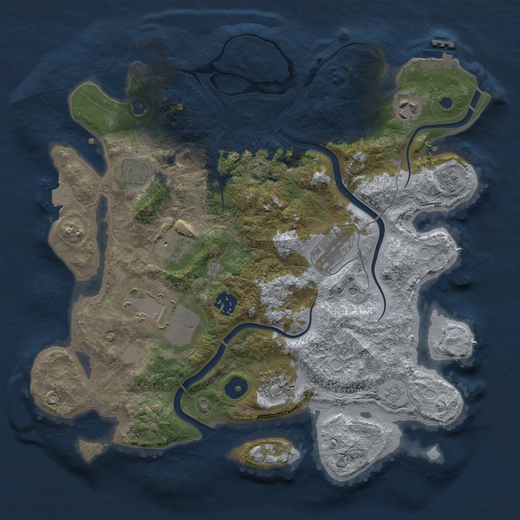 Rust Map: Procedural Map, Size: 3550, Seed: 19999, 14 Monuments