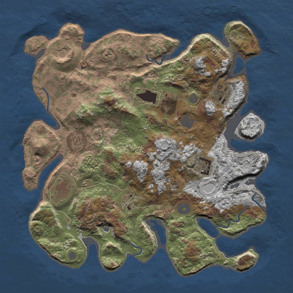 Rust Map: Procedural Map, Size: 3500, Seed: 1175323279, 13 Monuments