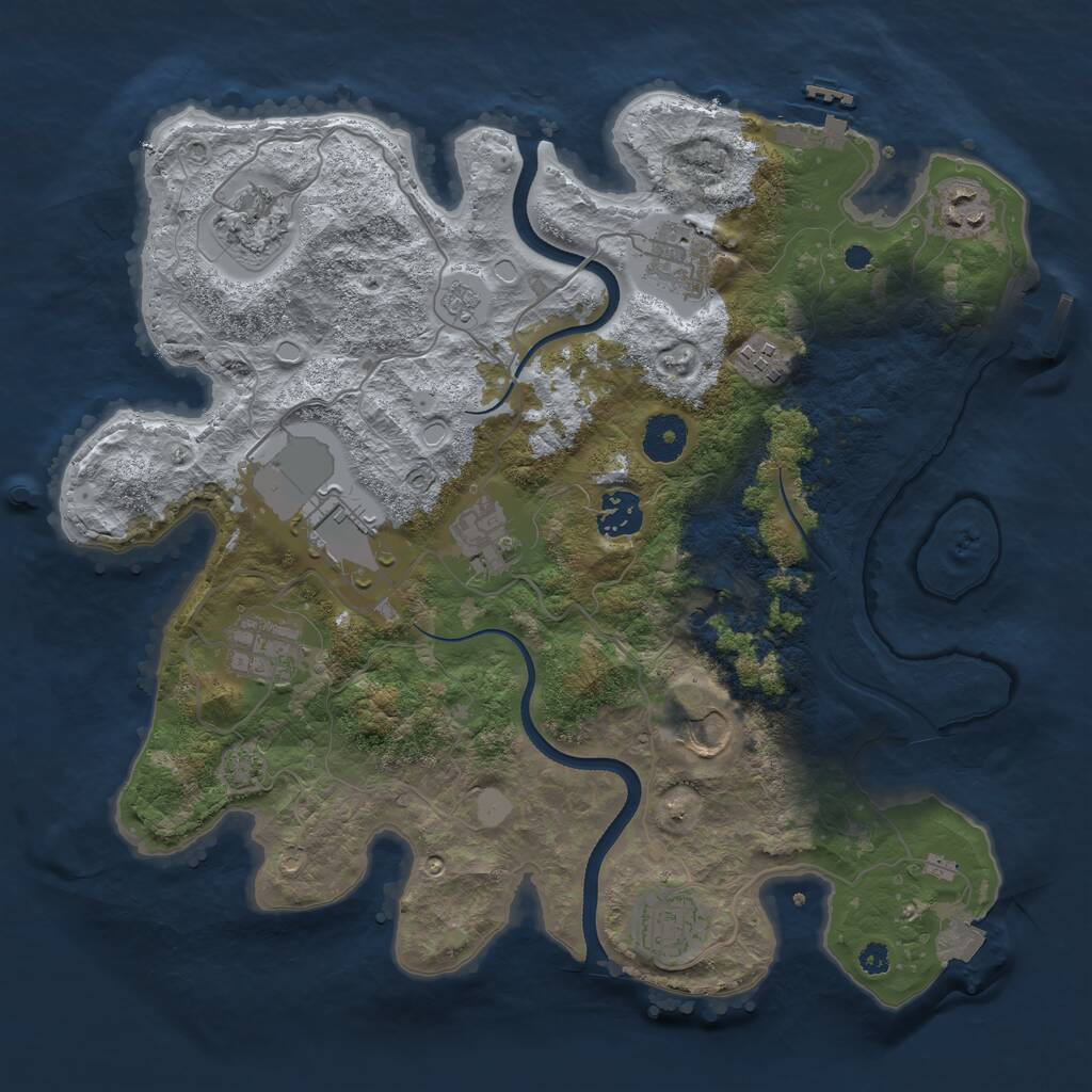 Rust Map: Procedural Map, Size: 3500, Seed: 2747738, 16 Monuments