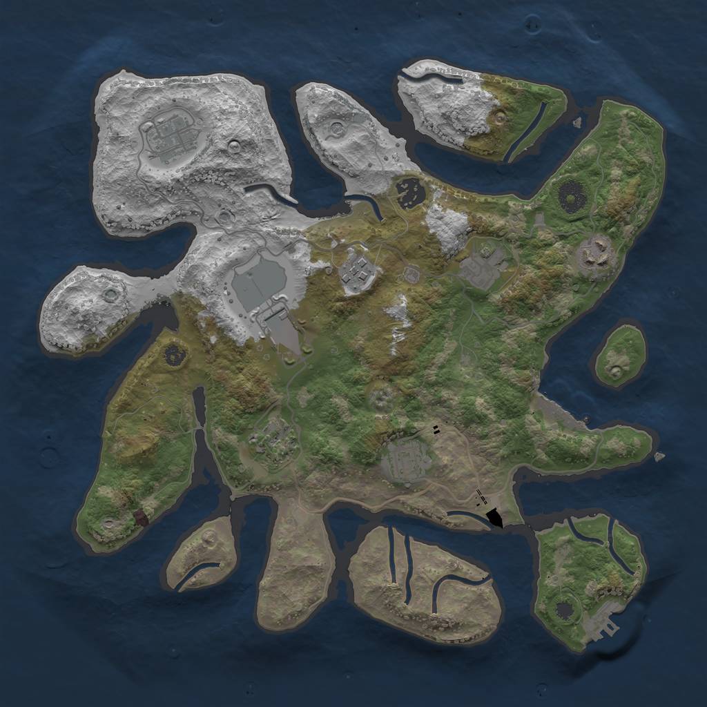 Rust Map: Procedural Map, Size: 3500, Seed: 2747738, 13 Monuments