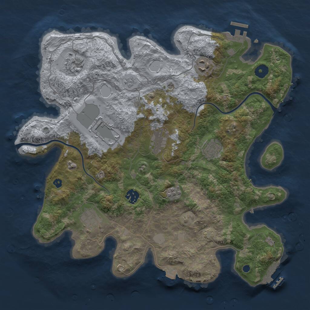 Rust Map: Procedural Map, Size: 3500, Seed: 2747738, 14 Monuments