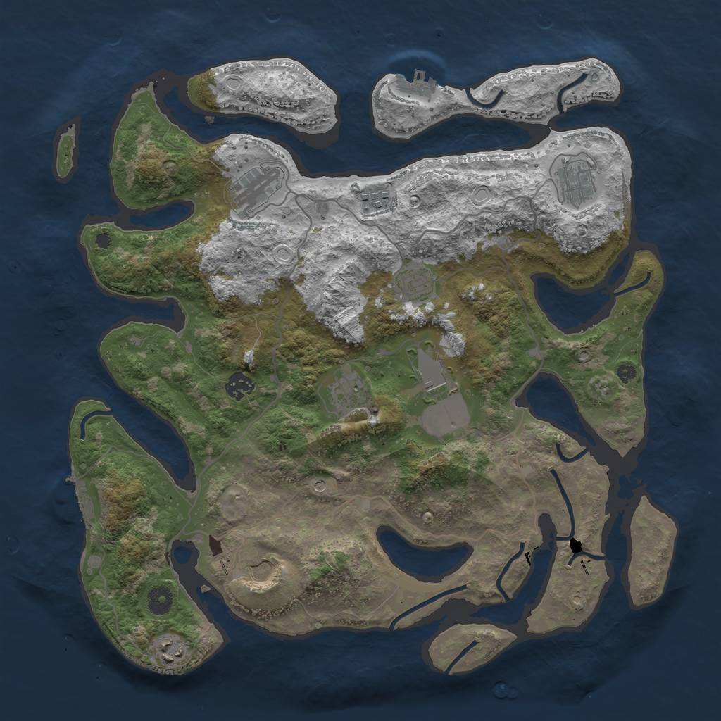 Rust Map: Procedural Map, Size: 4000, Seed: 30105821, 17 Monuments