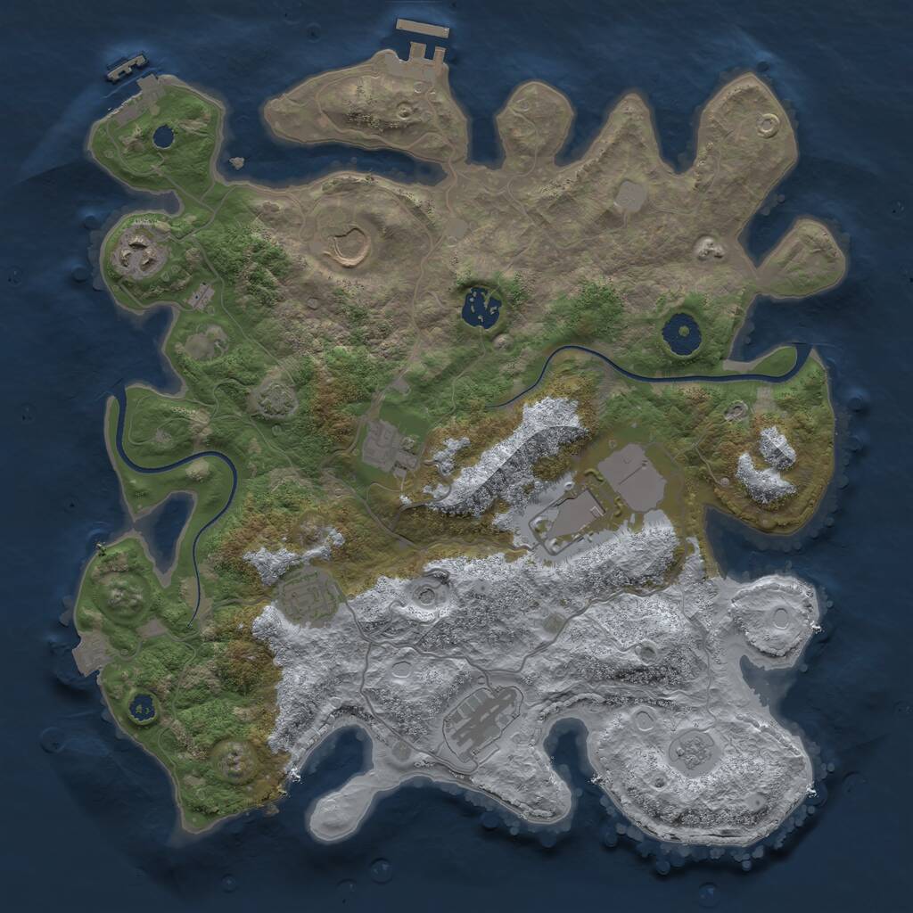 Rust Map: Procedural Map, Size: 3500, Seed: 586241, 13 Monuments