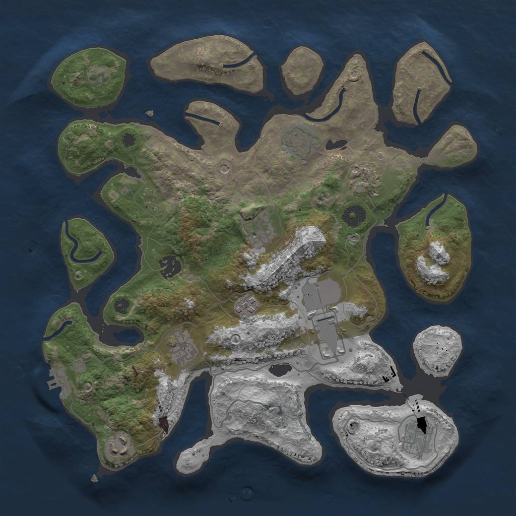 Rust Map: Procedural Map, Size: 3500, Seed: 586241, 13 Monuments