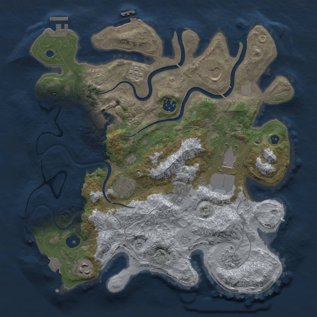 Rust Map: Procedural Map, Size: 3500, Seed: 586241, 15 Monuments