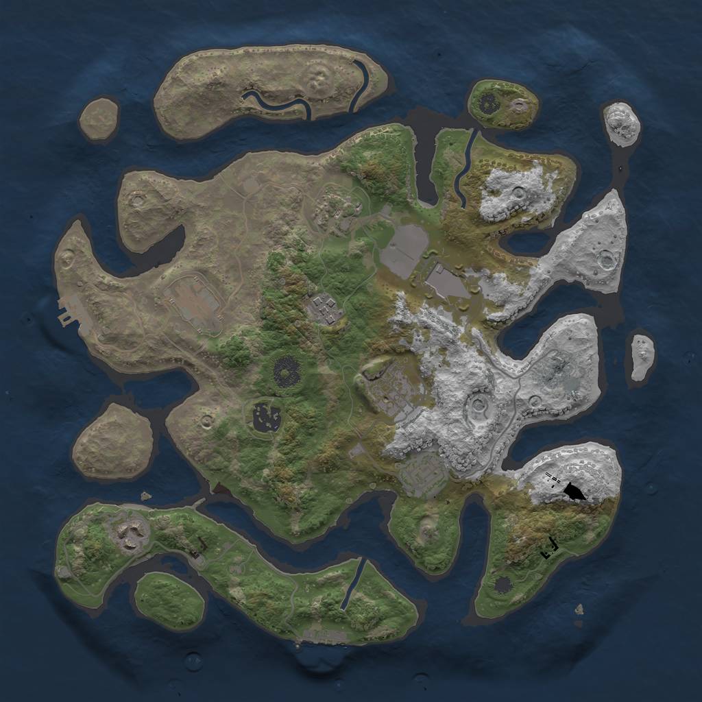 Rust Map: Procedural Map, Size: 3500, Seed: 441136, 13 Monuments