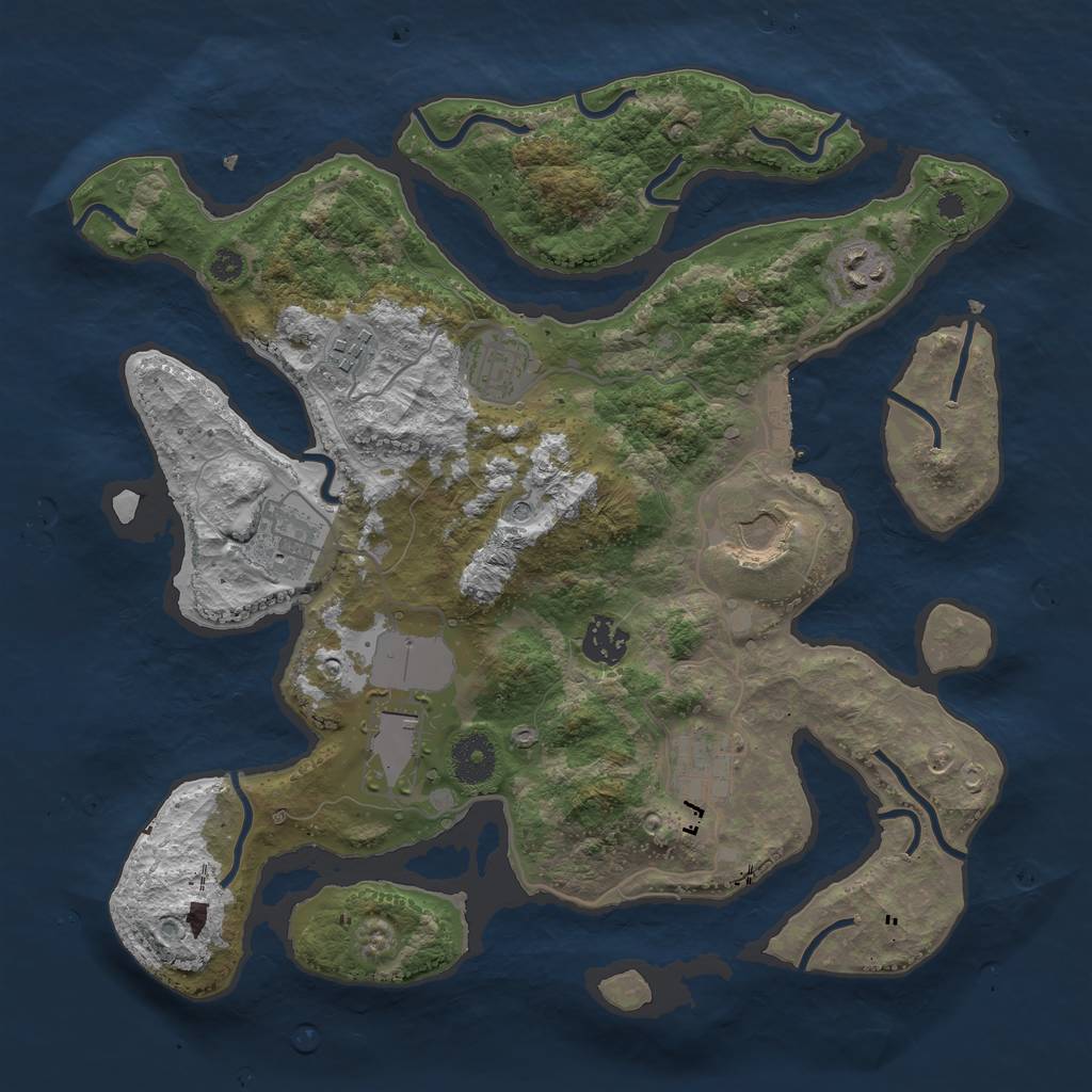 Rust Map: Procedural Map, Size: 3500, Seed: 501953, 12 Monuments
