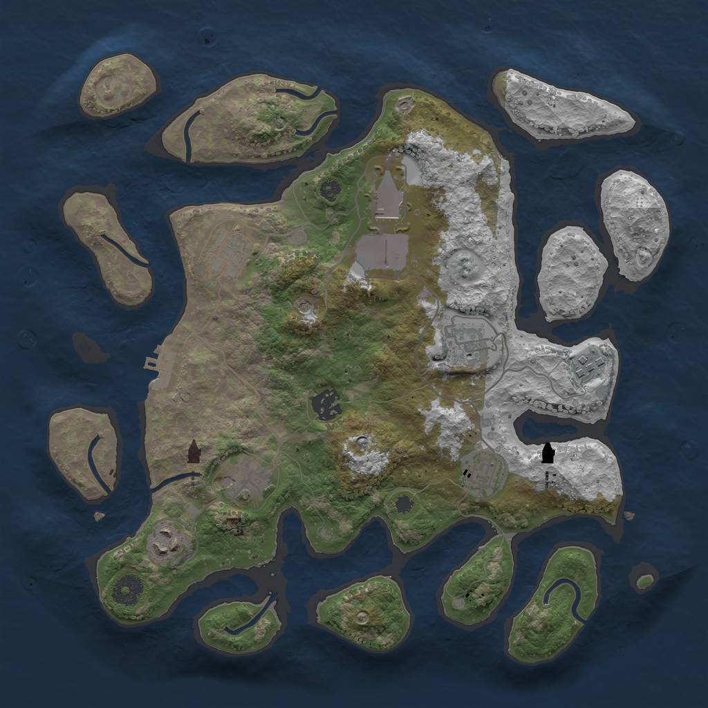 Rust Map: Procedural Map, Size: 3500, Seed: 226366, 12 Monuments