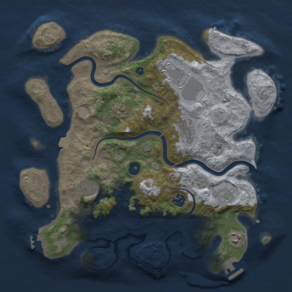 Rust Map: Procedural Map, Size: 3500, Seed: 226366, 14 Monuments