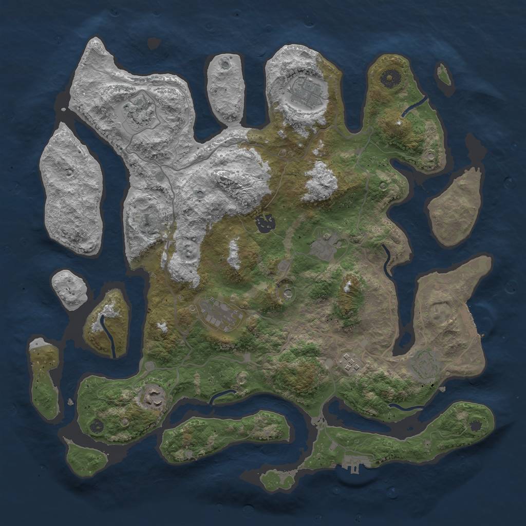 Rust Map: Procedural Map, Size: 4000, Seed: 2003592232, 13 Monuments