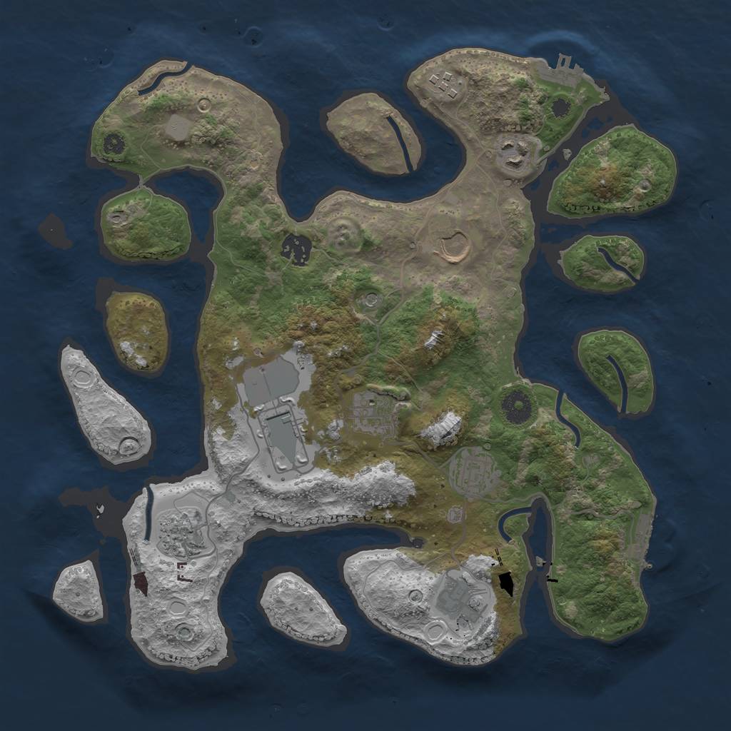 Rust Map: Procedural Map, Size: 3500, Seed: 840777, 17 Monuments