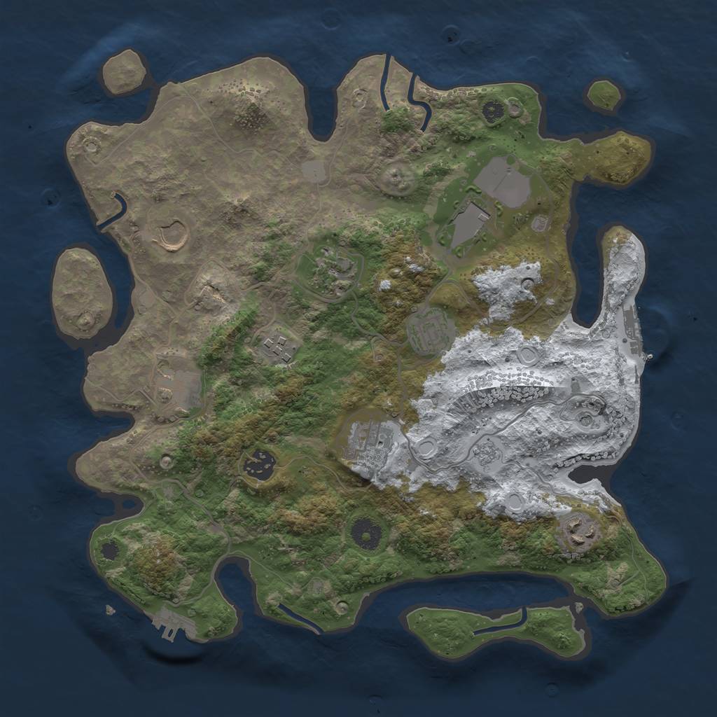 Rust Map: Procedural Map, Size: 3500, Seed: 27221, 18 Monuments