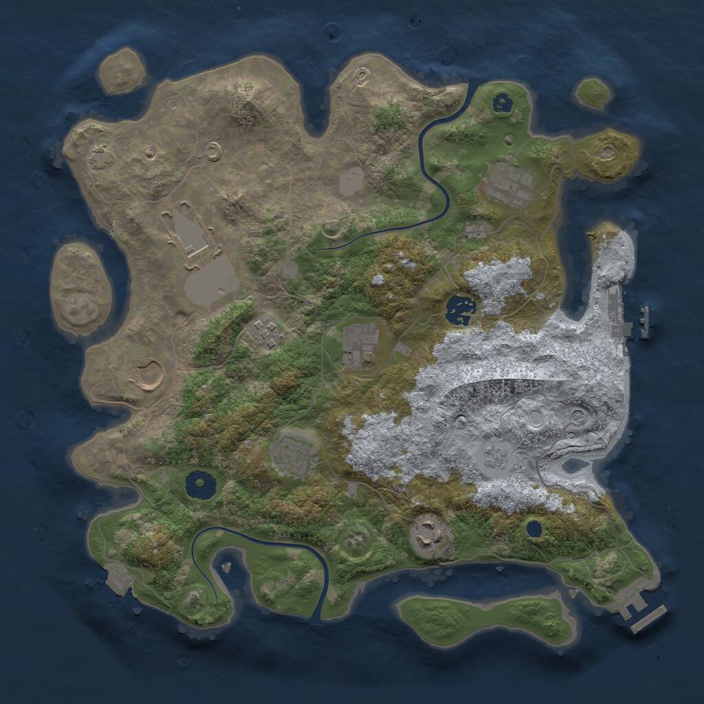 Rust Map: Procedural Map, Size: 3500, Seed: 27221, 14 Monuments