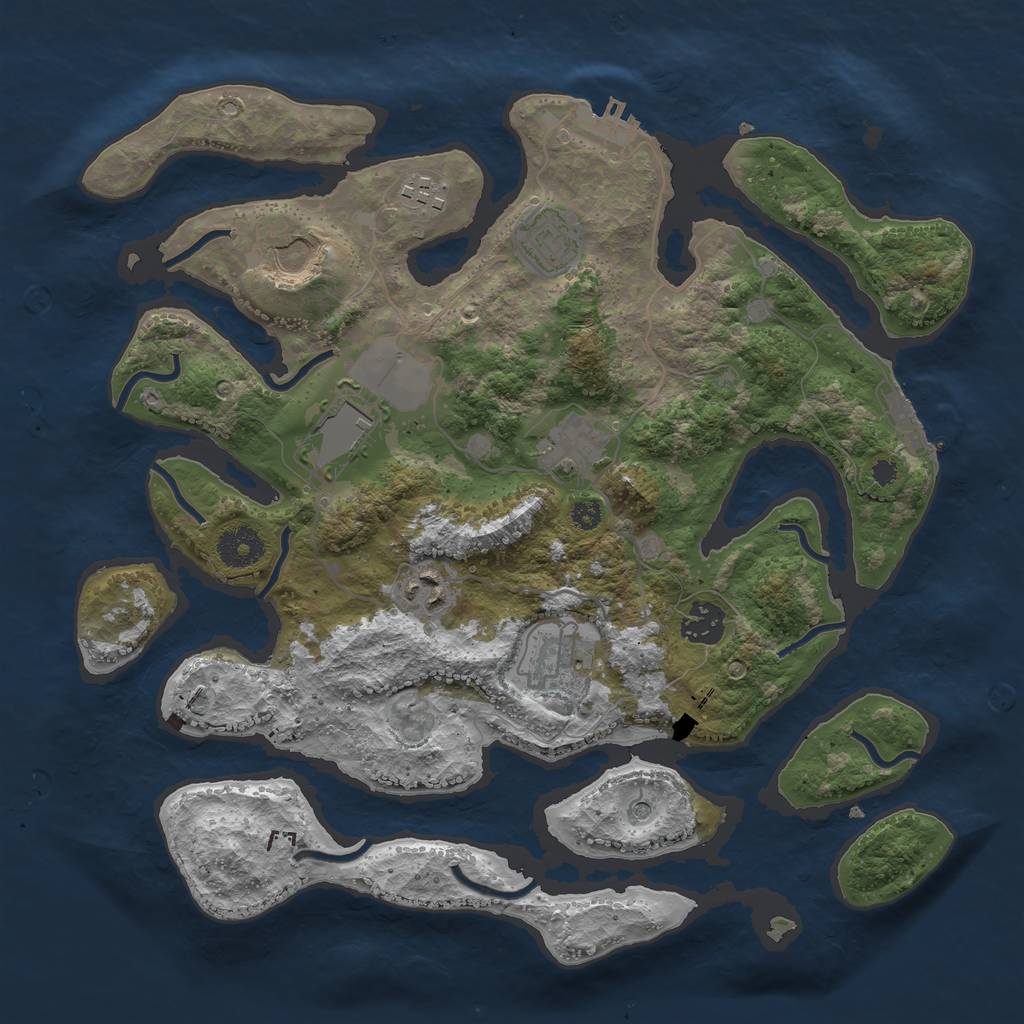 Rust Map: Procedural Map, Size: 3500, Seed: 898046, 13 Monuments