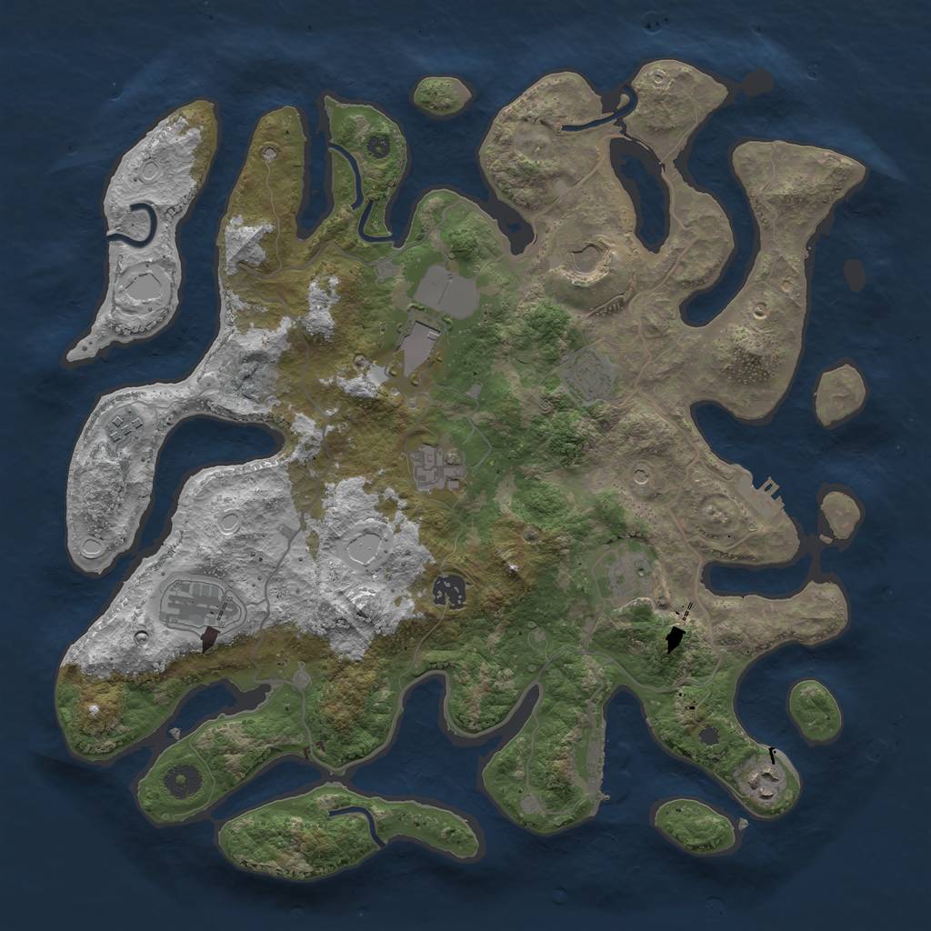 Rust Map: Procedural Map, Size: 4000, Seed: 195868, 17 Monuments