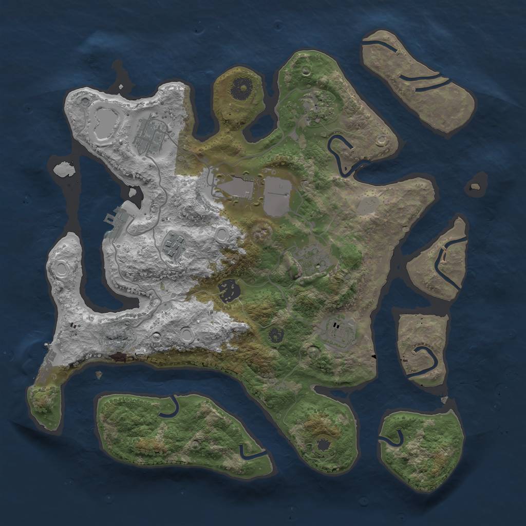 Rust Map: Procedural Map, Size: 3500, Seed: 229773, 14 Monuments