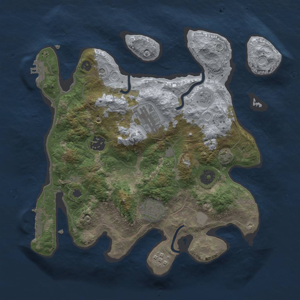 Rust Map: Procedural Map, Size: 3000, Seed: 1165939296, 12 Monuments