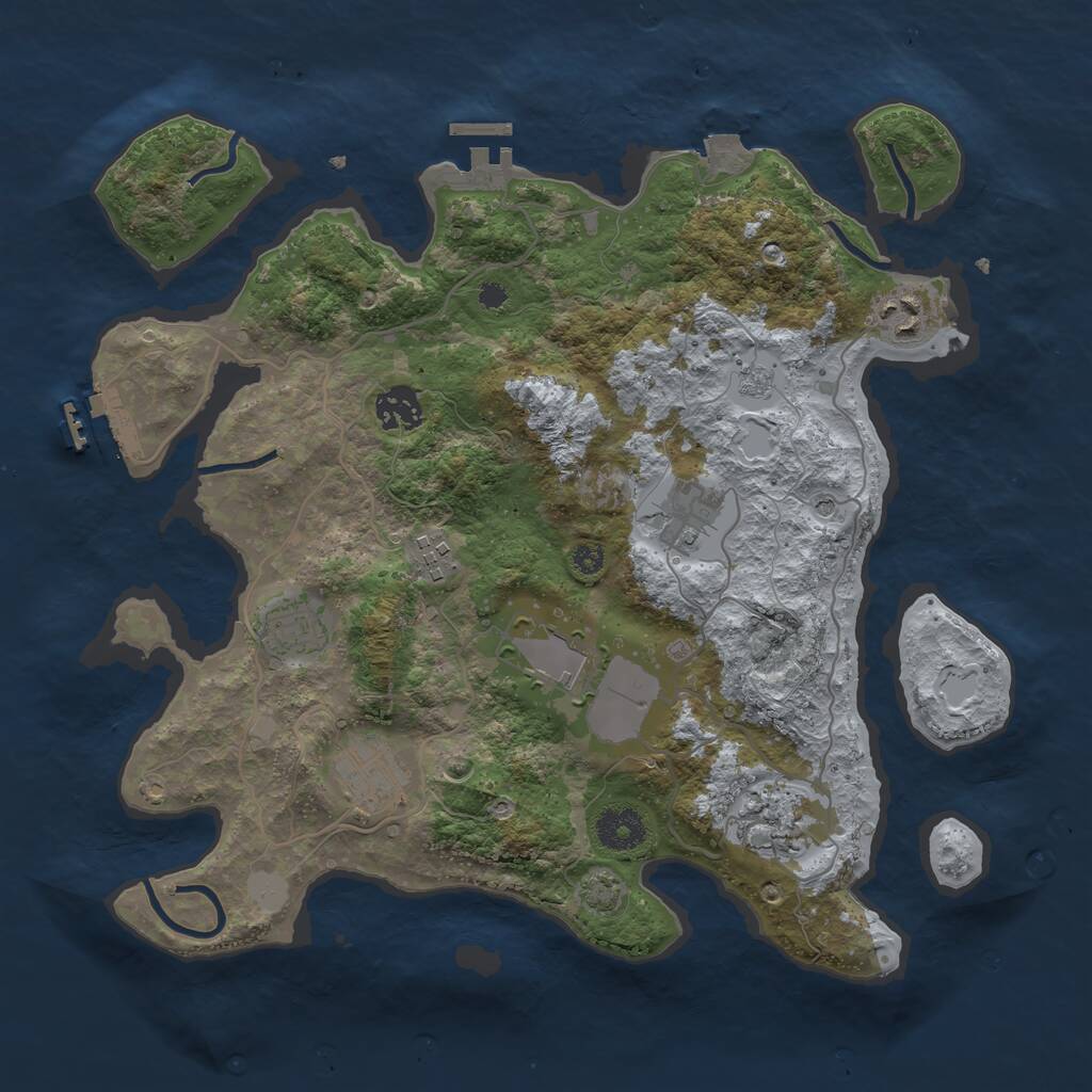 Rust Map: Procedural Map, Size: 3500, Seed: 421264, 14 Monuments