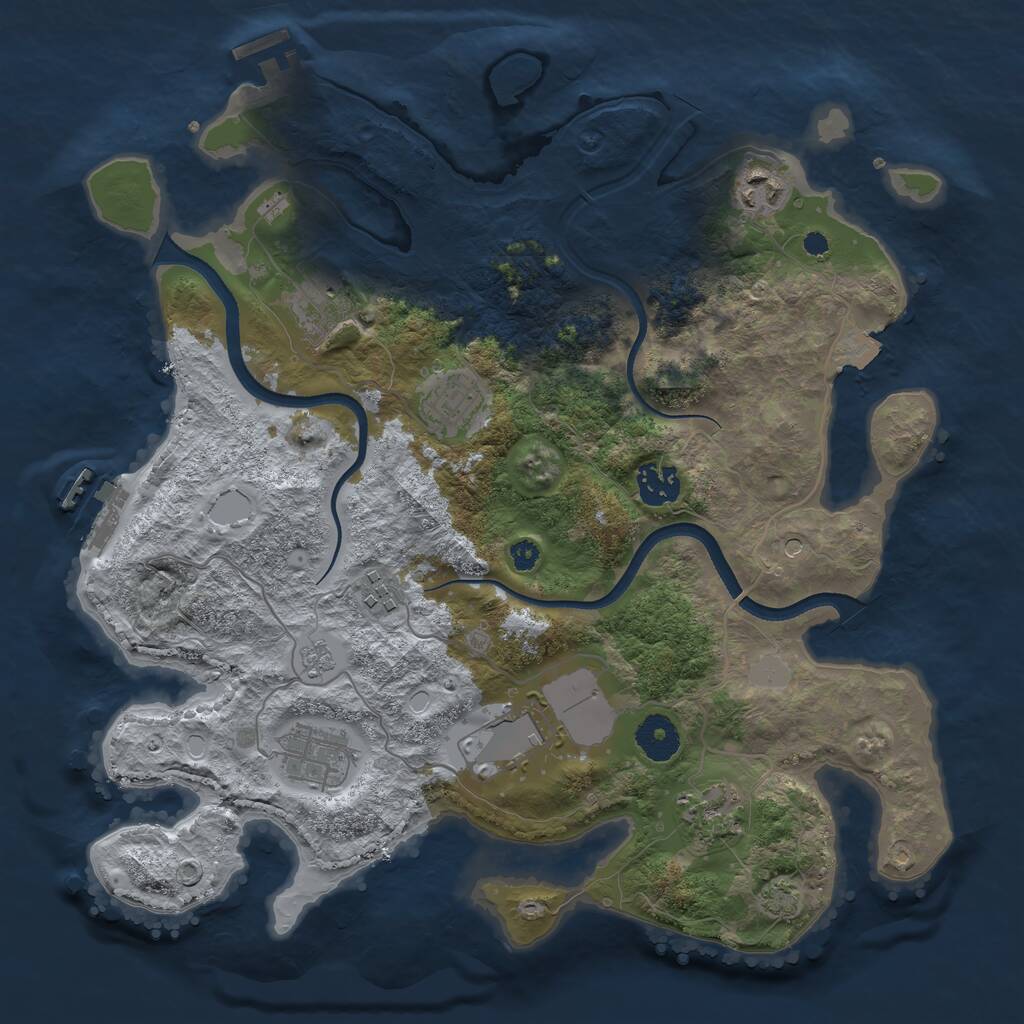 Rust Map: Procedural Map, Size: 3500, Seed: 132254, 14 Monuments