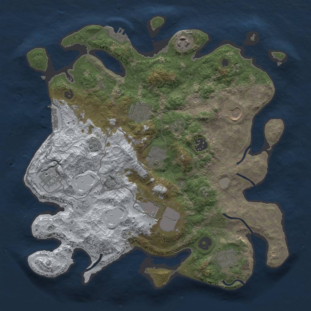 Rust Map: Procedural Map, Size: 3500, Seed: 132254, 18 Monuments