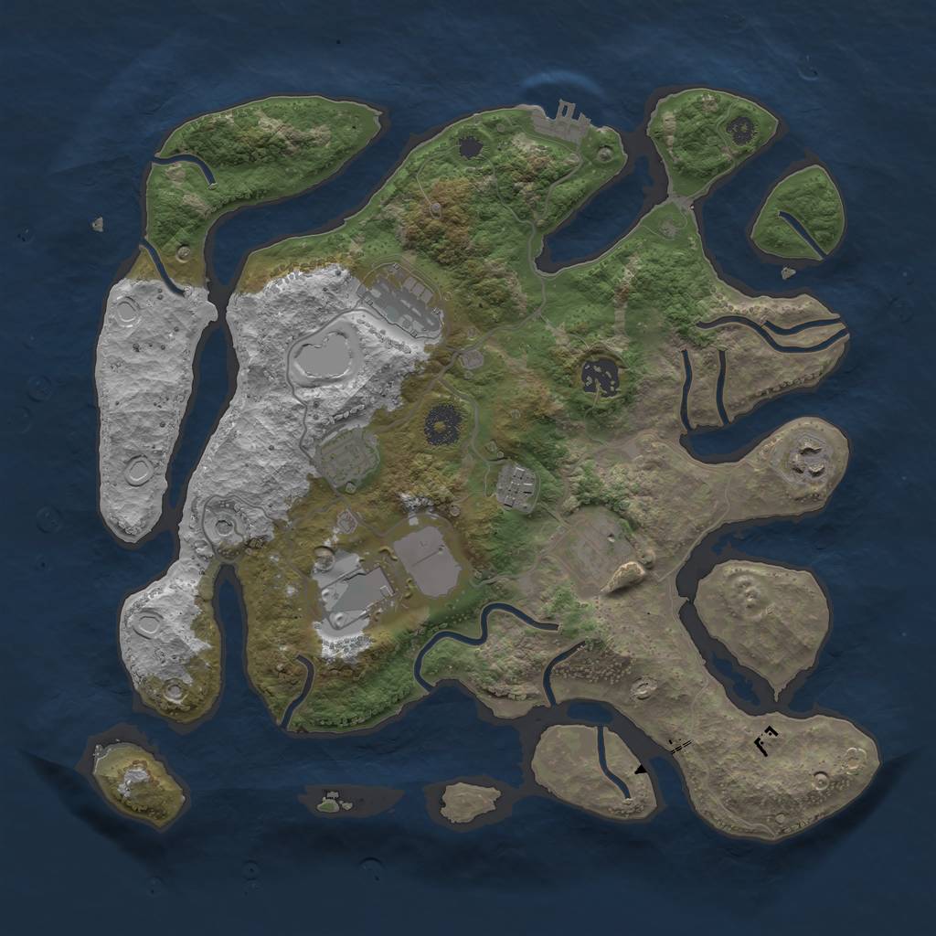 Rust Map: Procedural Map, Size: 3500, Seed: 453463463, 17 Monuments