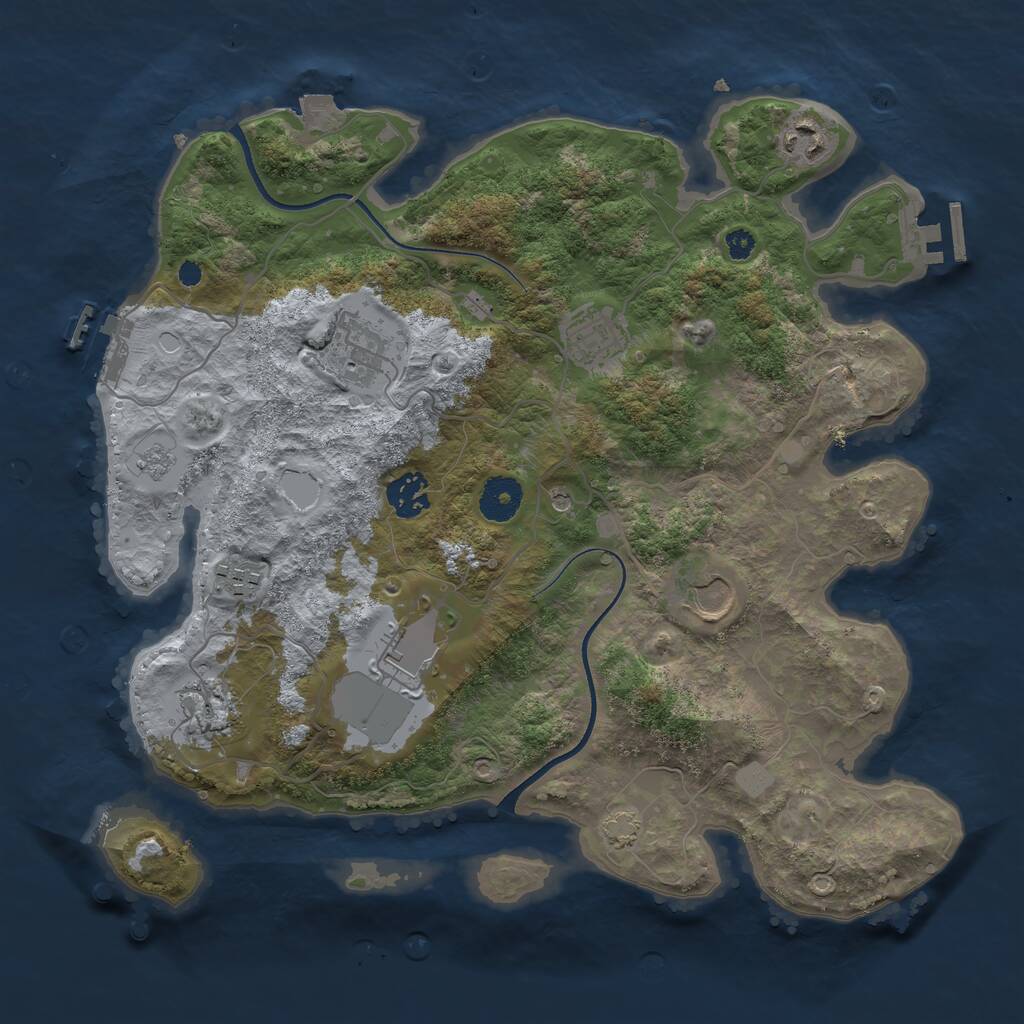 Rust Map: Procedural Map, Size: 3500, Seed: 453463463, 14 Monuments