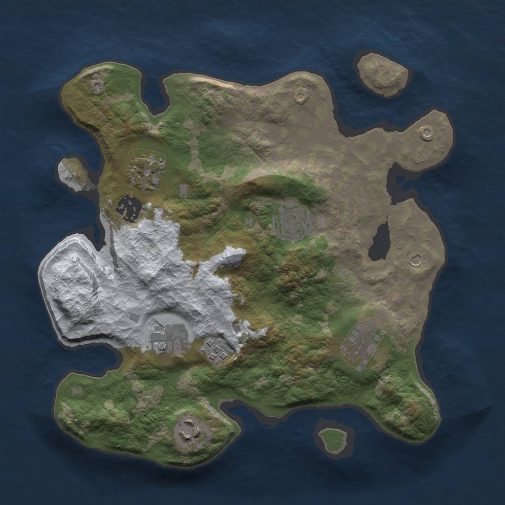 Rust Map: Barren, Size: 3000, Seed: 28821, 10 Monuments