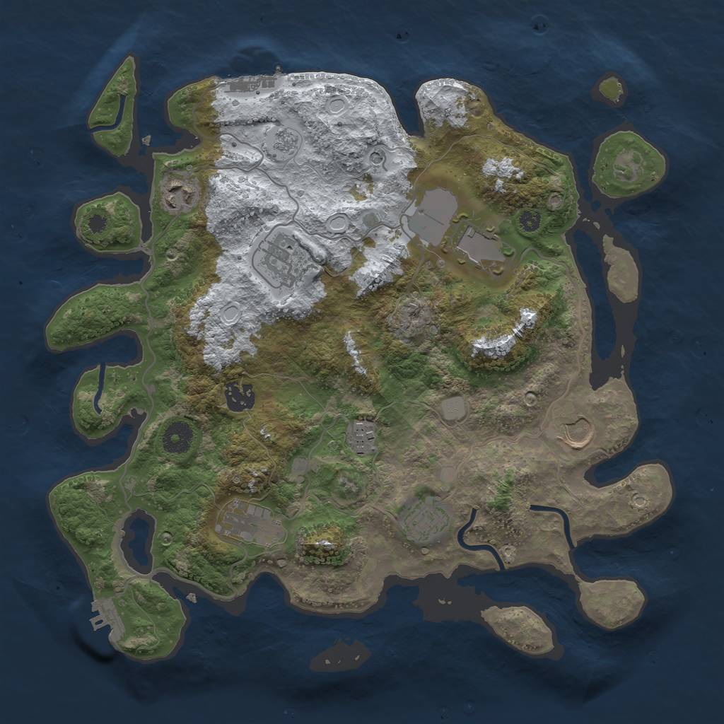 Rust Map: Procedural Map, Size: 3500, Seed: 1905667970, 17 Monuments