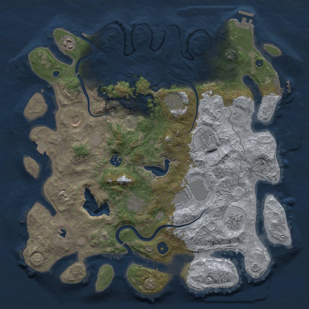 Rust Map: Procedural Map, Size: 4000, Seed: 351360, 15 Monuments