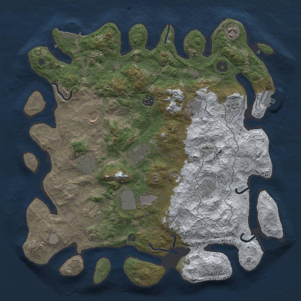 Rust Map: Procedural Map, Size: 4000, Seed: 351360, 19 Monuments