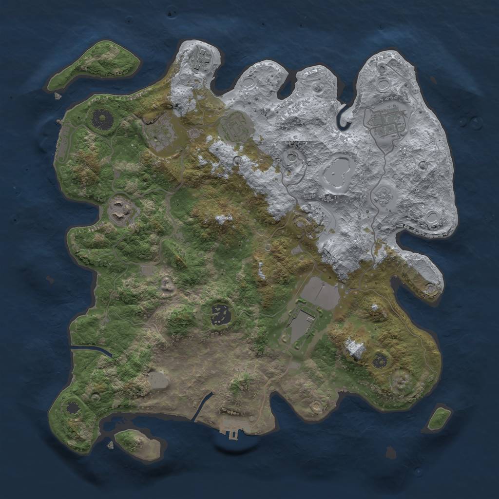 Rust Map: Procedural Map, Size: 3500, Seed: 360155773, 17 Monuments