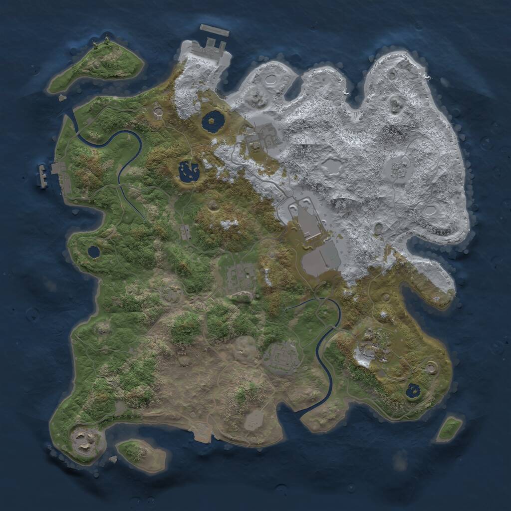 Rust Map: Procedural Map, Size: 3500, Seed: 360155773, 13 Monuments