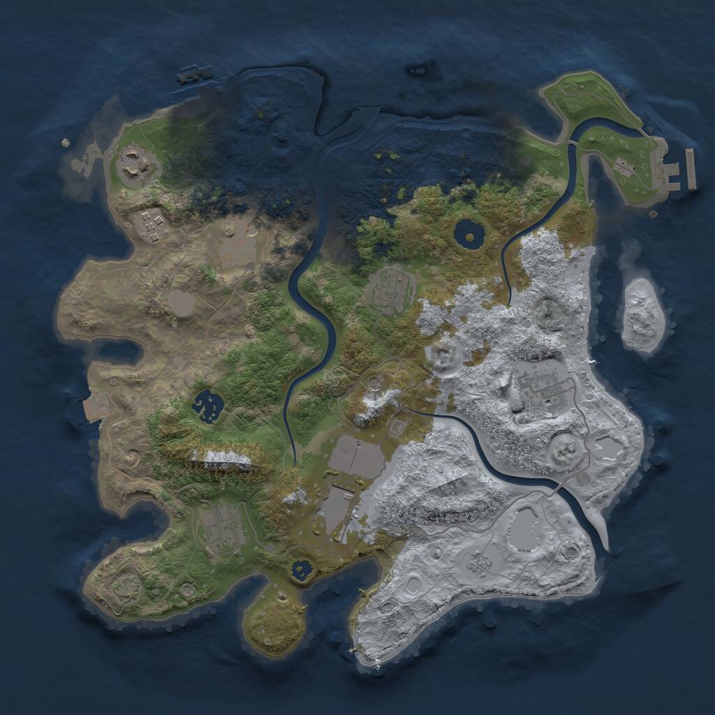Rust Map: Procedural Map, Size: 3500, Seed: 1339414378, 14 Monuments