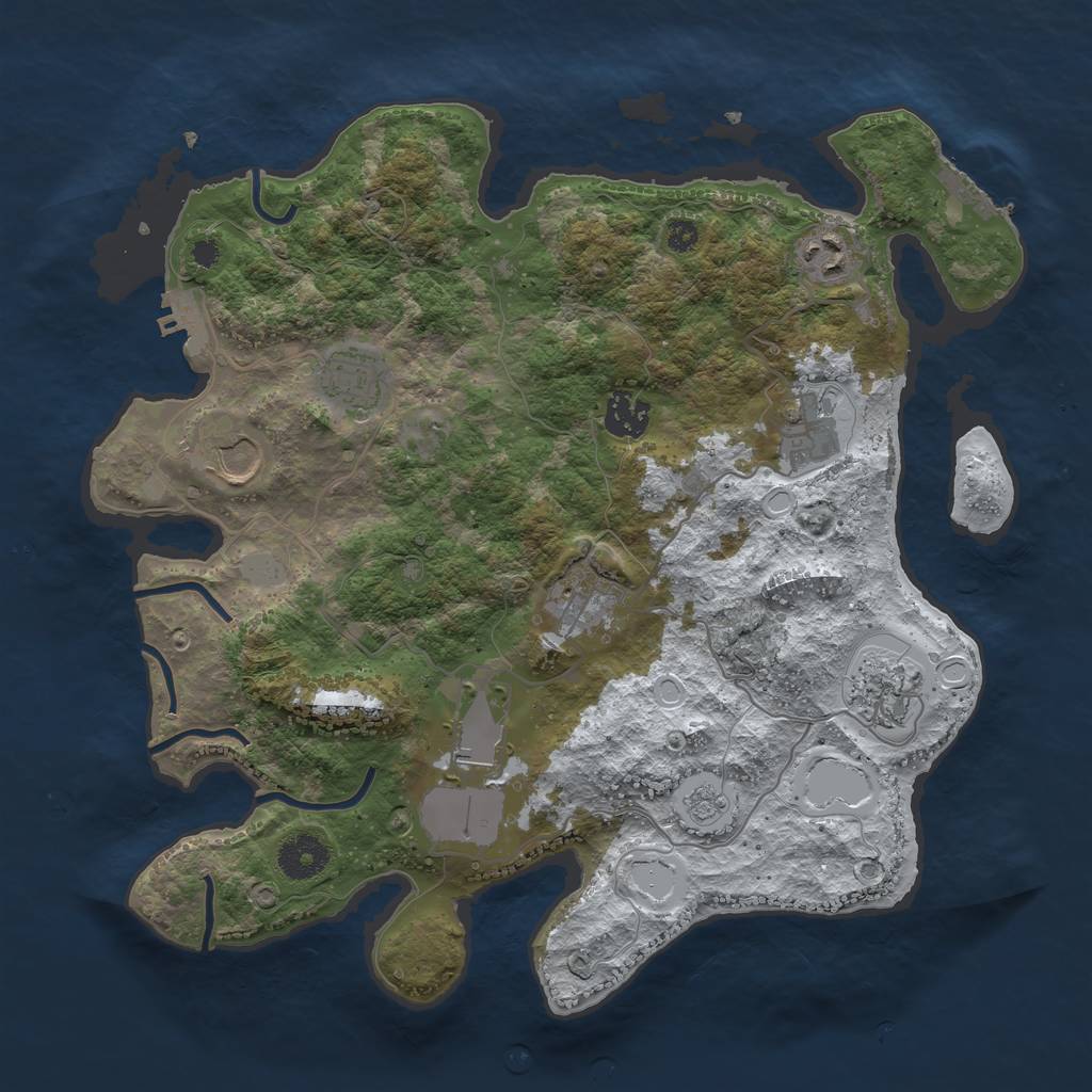 Rust Map: Procedural Map, Size: 3500, Seed: 1339414378, 16 Monuments