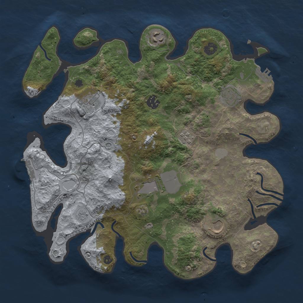 Rust Map: Procedural Map, Size: 3500, Seed: 980086, 16 Monuments