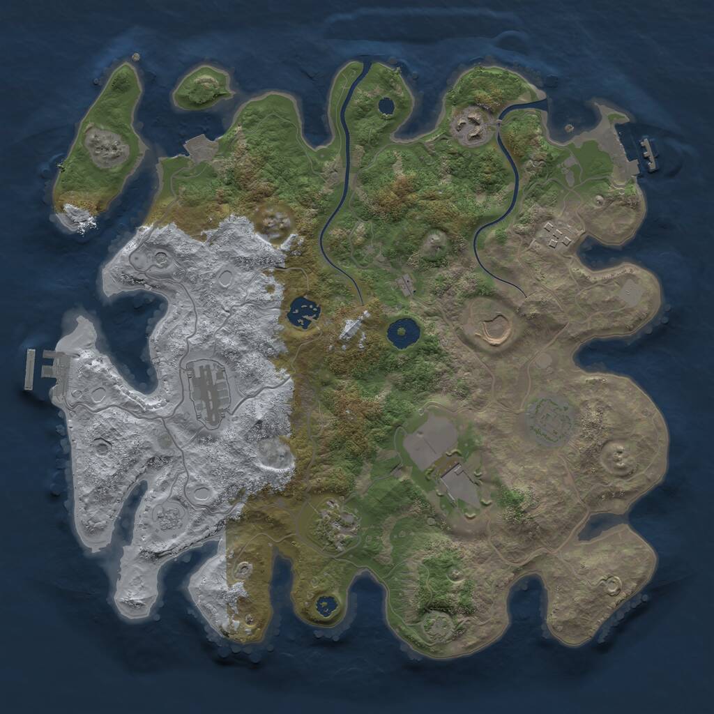 Rust Map: Procedural Map, Size: 3500, Seed: 980086, 14 Monuments