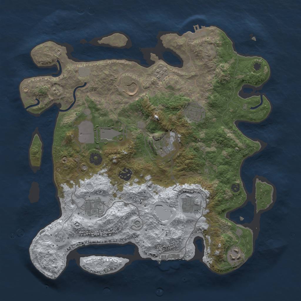 Rust Map: Procedural Map, Size: 3500, Seed: 561321, 18 Monuments