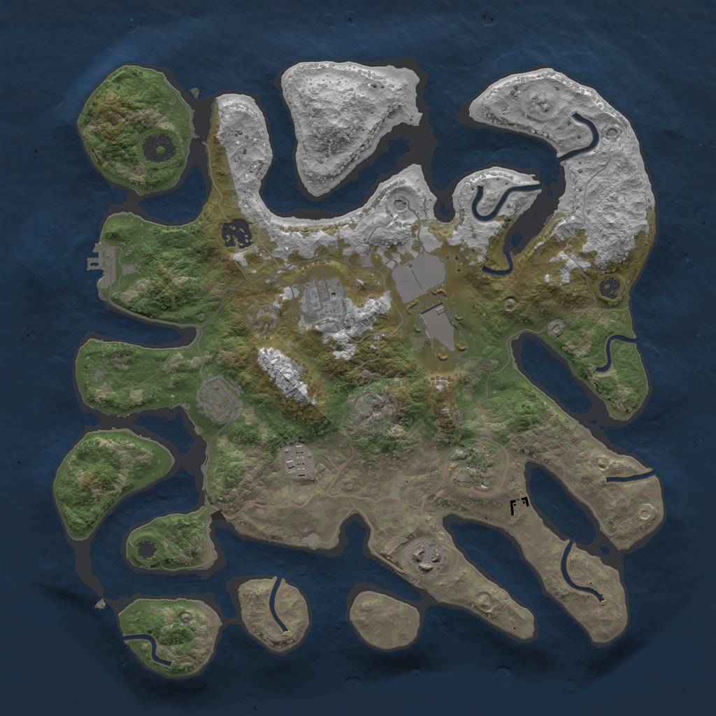 Rust Map: Procedural Map, Size: 3500, Seed: 692583758, 11 Monuments