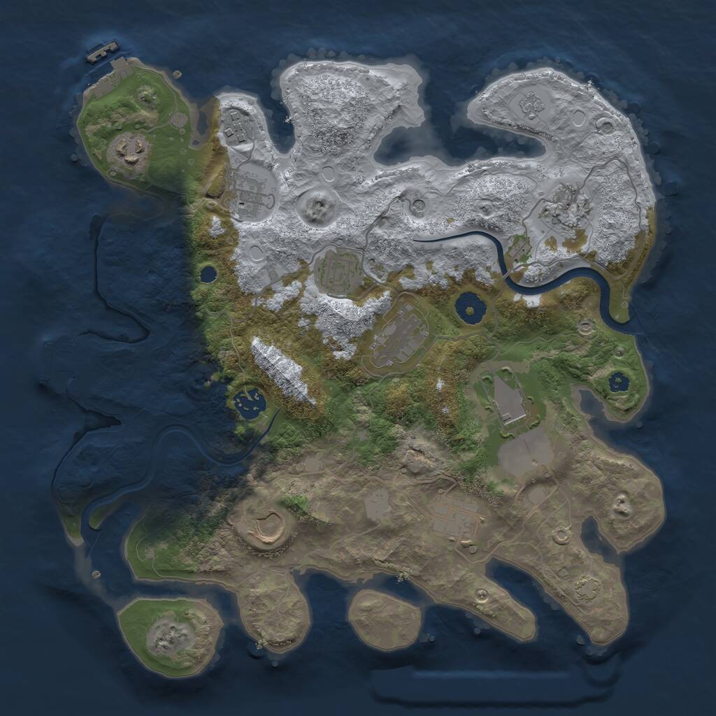 Rust Map: Procedural Map, Size: 3500, Seed: 692583758, 16 Monuments