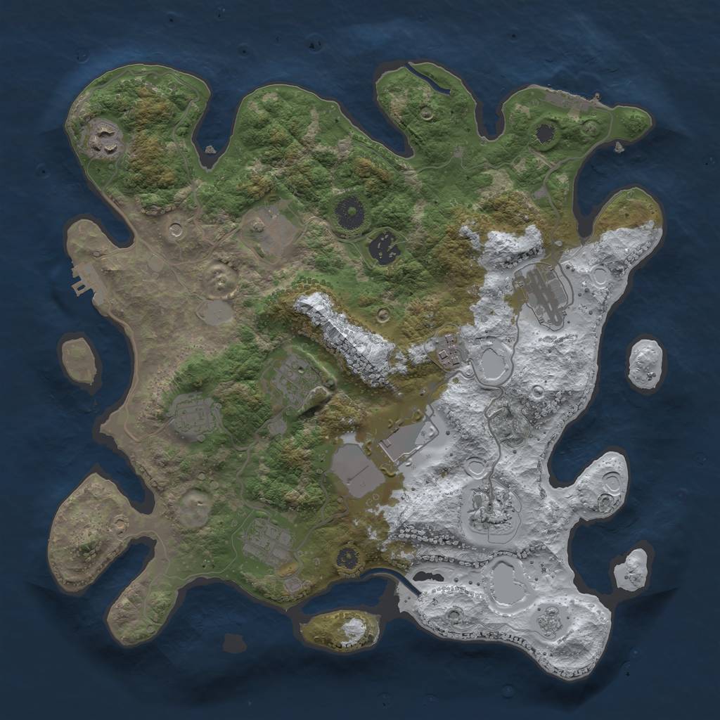 Rust Map: Procedural Map, Size: 3500, Seed: 427465, 19 Monuments