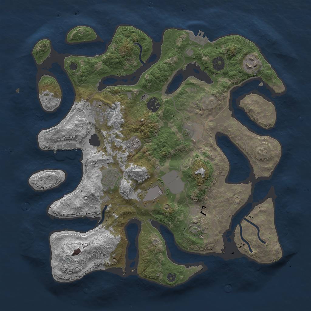 Rust Map: Procedural Map, Size: 3500, Seed: 359121, 18 Monuments