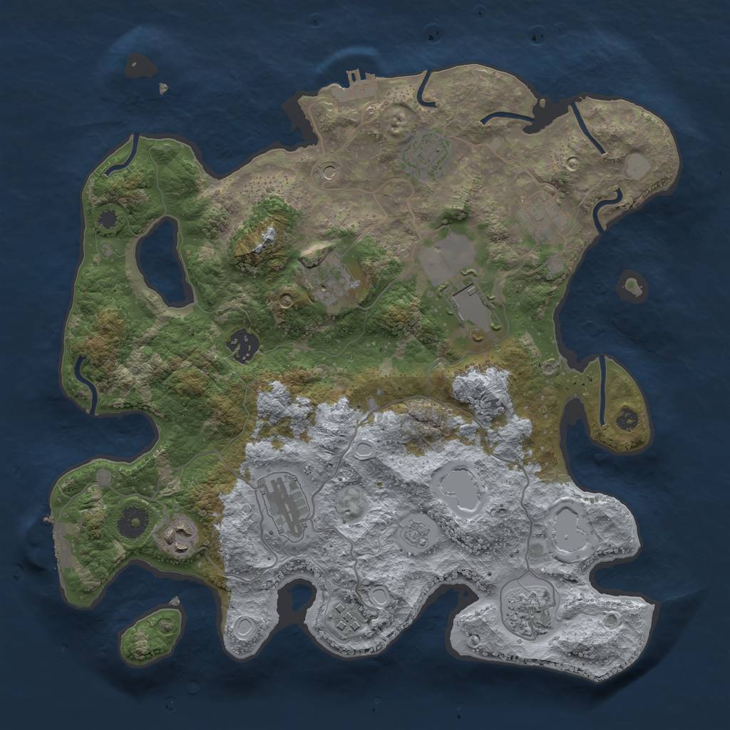 Rust Map: Procedural Map, Size: 3500, Seed: 45835711, 16 Monuments