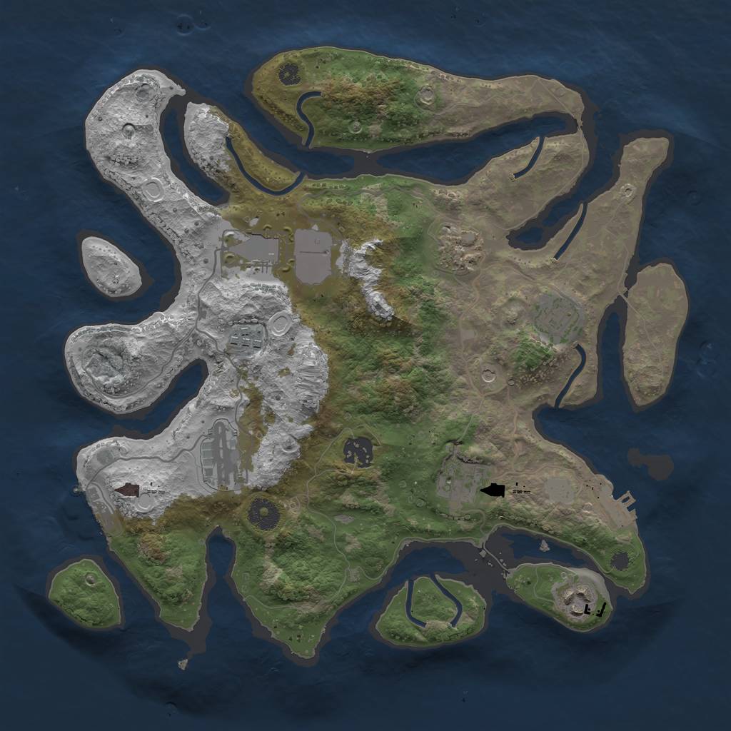 Rust Map: Procedural Map, Size: 3500, Seed: 824477352, 16 Monuments