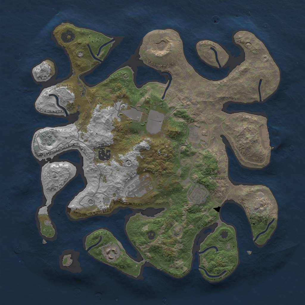 Rust Map: Procedural Map, Size: 3500, Seed: 1027199547, 12 Monuments