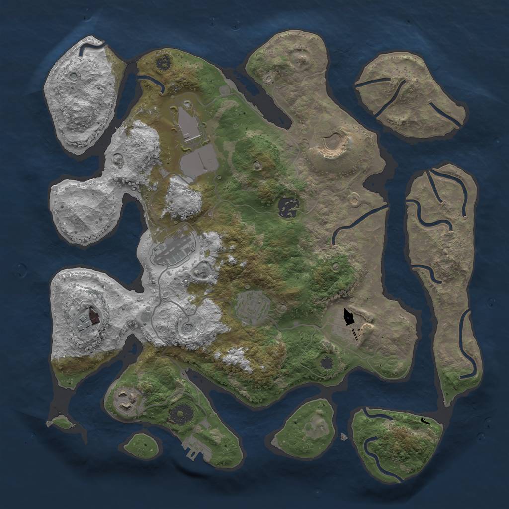 Rust Map: Procedural Map, Size: 3500, Seed: 797143, 12 Monuments