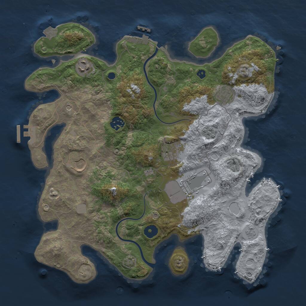 Rust Map: Procedural Map, Size: 3500, Seed: 350549, 13 Monuments