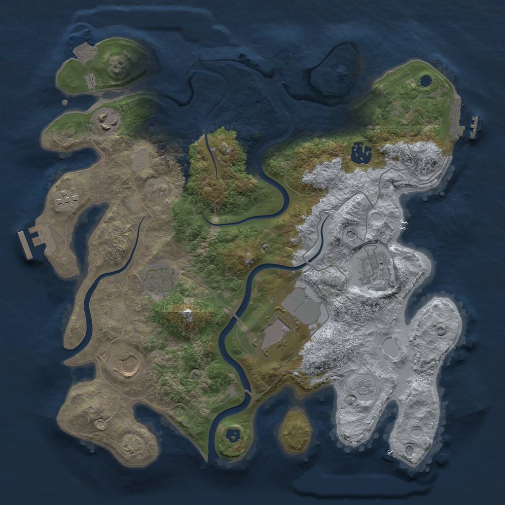 Rust Map: Procedural Map, Size: 3500, Seed: 350549, 13 Monuments