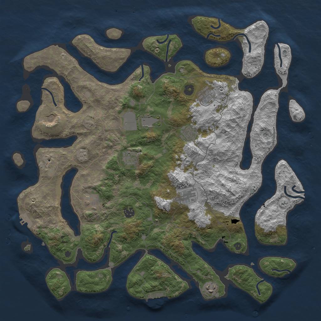 Rust Map: Procedural Map, Size: 4500, Seed: 6523, 15 Monuments