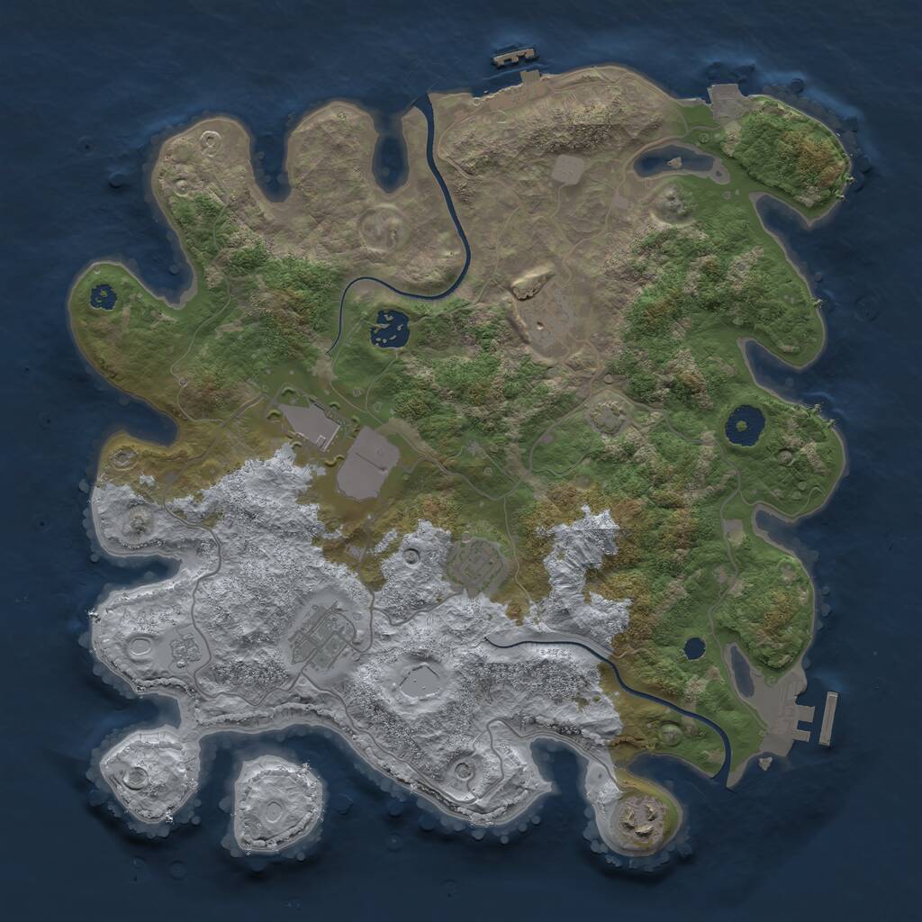 Rust Map: Procedural Map, Size: 3500, Seed: 386881, 12 Monuments