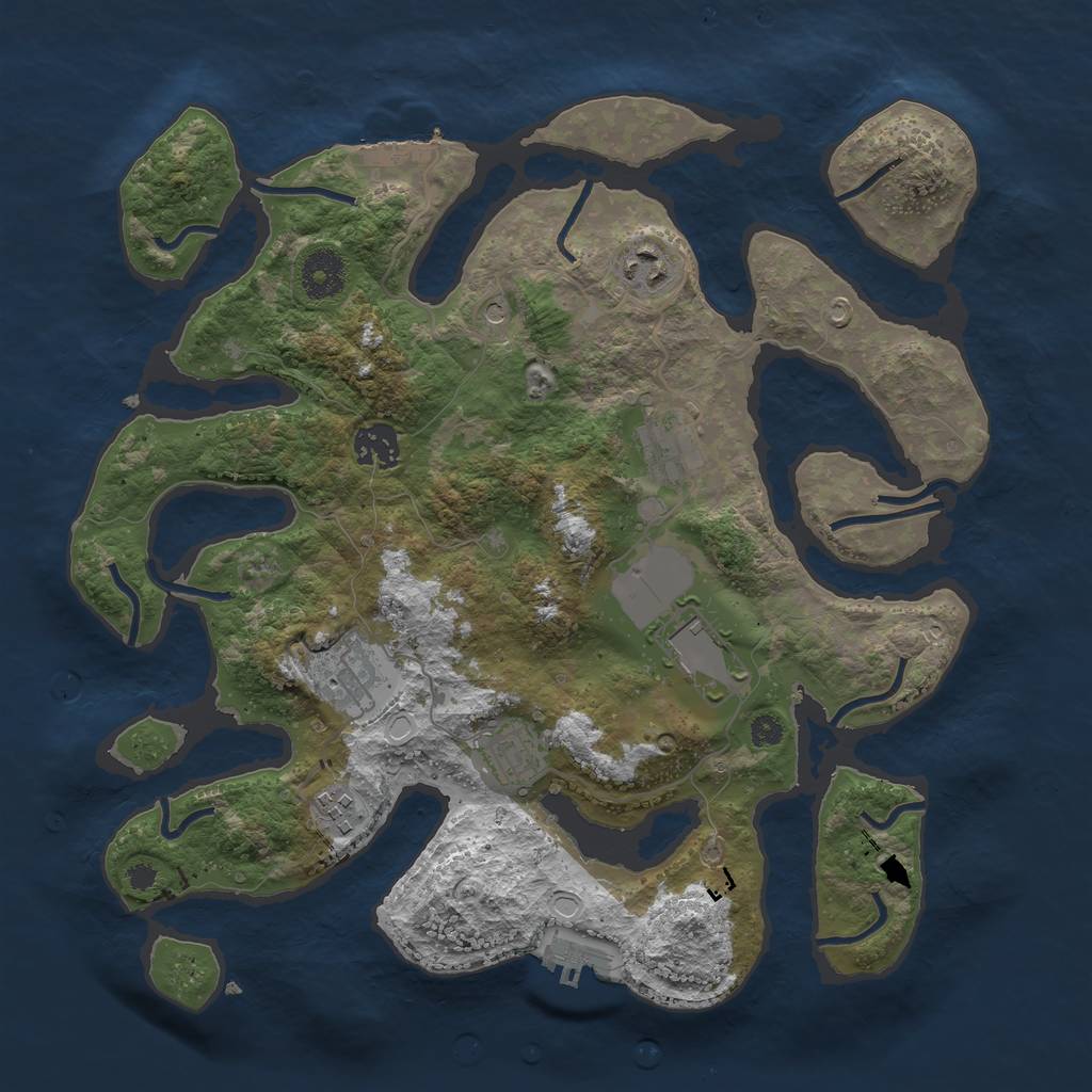 Rust Map: Procedural Map, Size: 3500, Seed: 534661, 18 Monuments